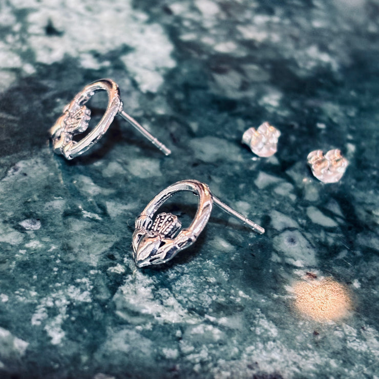 Sterling Silver Traditional Claddagh Studs