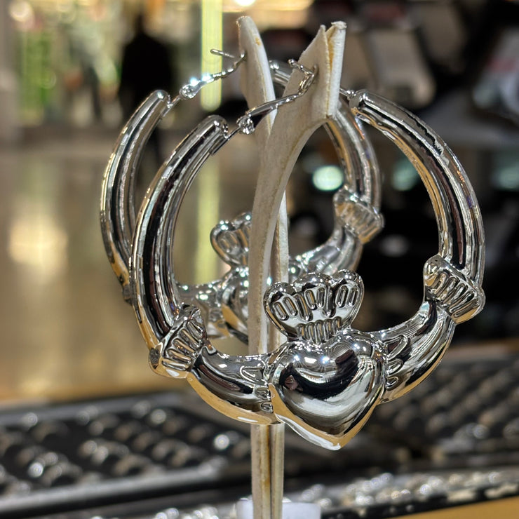 Claddagh Hoops (silver plated)