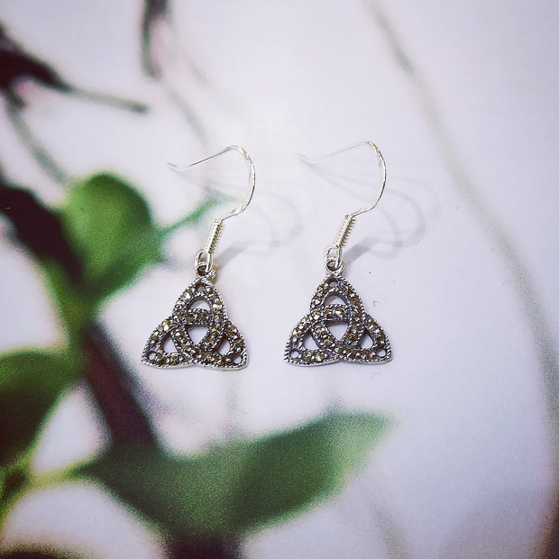 Sterling Silver Marcasite Trinity Earrings