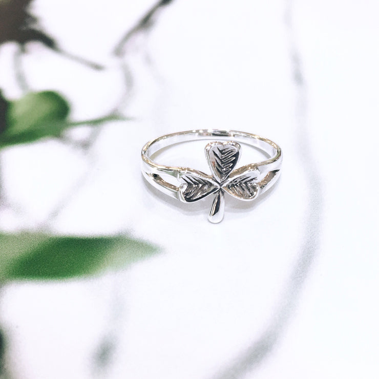 Engraved Shamrock Ring