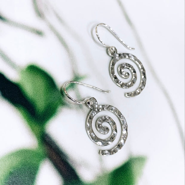Sterling Silver Hammered Spiral earrings