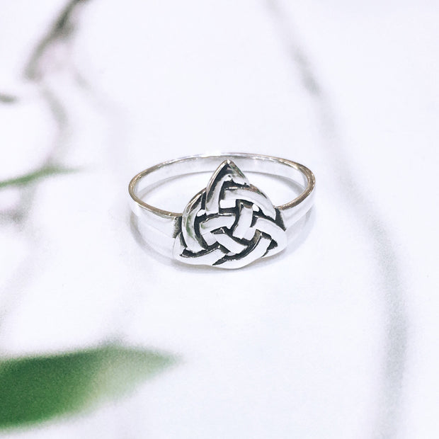 Sterling Silver Trinity Knot, with Knotwork -  Ring