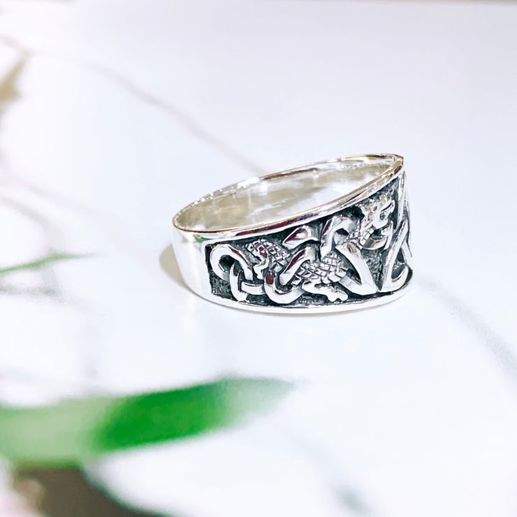 Sterling Silver Trinity Dragon Ring