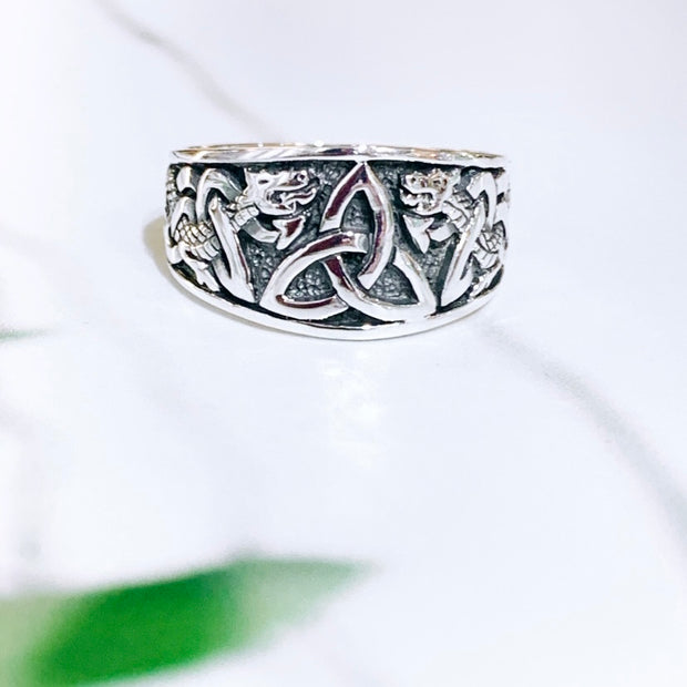 Sterling Silver Trinity Dragon Ring
