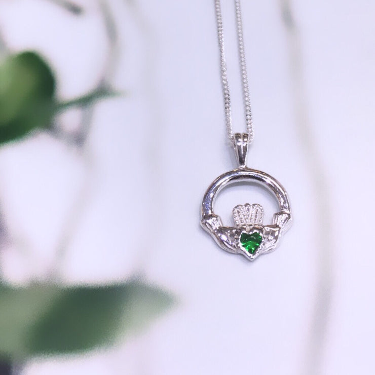 May (Emerald Zircon) Birthstone Claddagh Pendant