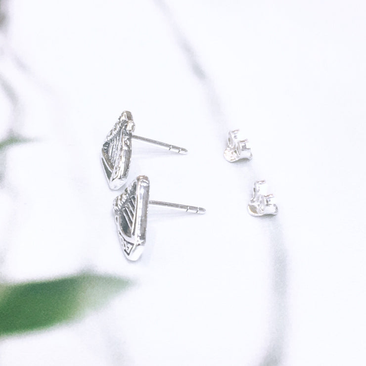 Sterling Silver Harp Studs with Marcasite