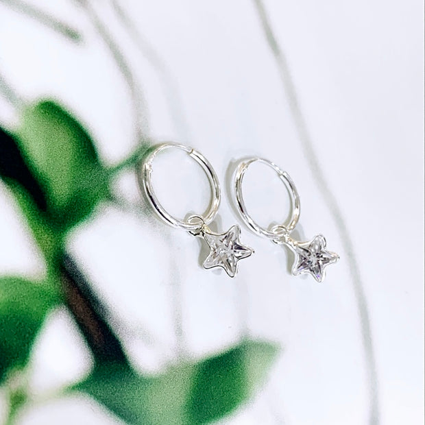 Sterling Silver Star Hoops (1.2cm)