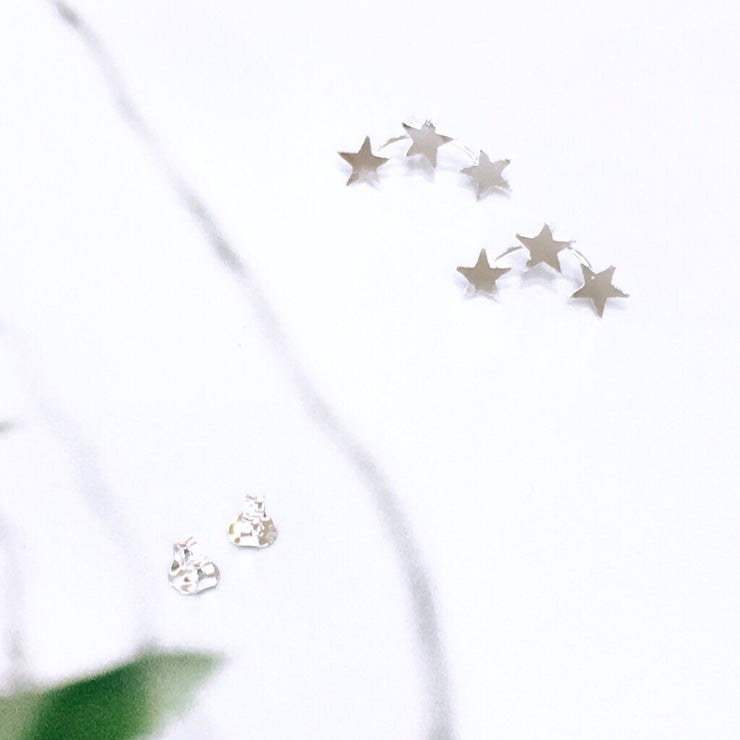Sterling Silver Star Climber Studs (1.6cm)
