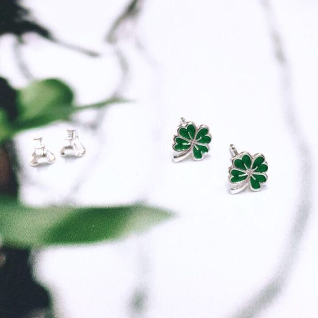 4 Leaf Clover with Emerald Enamel